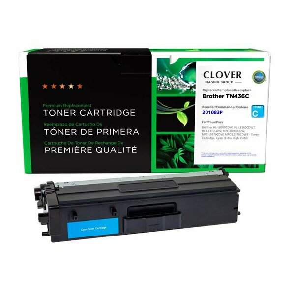 Clover Imaging Group Remanufactured Extra High Yield Cyan Toner Cartridge, Brother TN436C 201083P